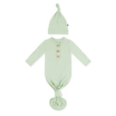 Knotted Gown with Hat Set in Basil
