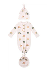 Knotted Gown with Hat Set in Retro Rainbow