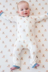 Zippered Romper in Teddy Bear