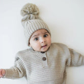 Chunky Cable Knit Beanie in Almond