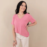 Women's Oversized V-Neck Tee in Apple Blossom