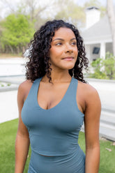 Bamboo Flex Bra Tank in Atlantic