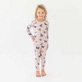 Long Sleeve Pajamas in Blush Butterfly