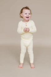 Ribbed Henley Set in Chamomile