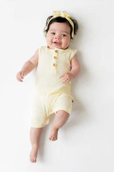 Ribbed Sleeveless Shortall in Chamomile