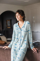 Long-Sleeved Women's Pajama Set in Dew Mahjong