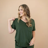 Women's Oversized V-Neck Tee in Fir