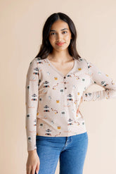 Women's Long Sleeve Henley Tee in Gilmore Girls