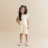 Flutter Sleeve Romper in Gingham Chamomile
