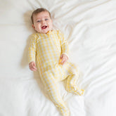 Zippered Footie in Gingham Chamomile