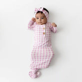 Knotted Gown with Bow Set in Gingham Thistle