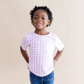Toddler Crew Neck Tee in Gingham Thistle