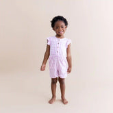 Flutter Sleeve Romper in Gingham Thistle