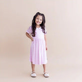 Peter Pan Collar Dress in Gingham Thistle