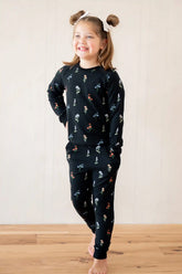Long Sleeve Jogger Set in Midnight Wildflower
