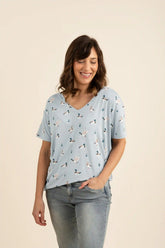 Women's Oversized V-Neck Tee in Mallard Duck