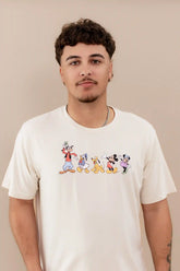 Men's Crew Neck Tee in Mickey and Friends on Ecru