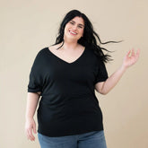 Women's Oversized V-Neck Tee in Midnight