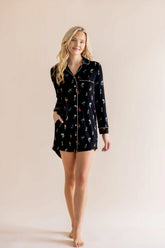 Long Sleeve Women’s Nightshirt in Midnight Wildflower