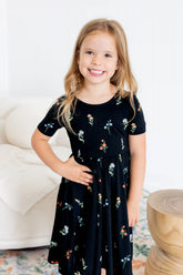 Twirl Dress in Midnight Wildflower