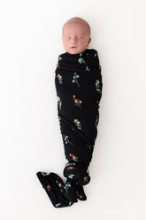 Swaddle Blanket in Midnight Wildflower