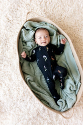 Zippered Footie in Midnight Wildflower