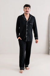 Men's Long Sleeve Pajama Set in Midnight