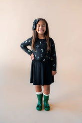 Long Sleeve Toddler Crew Neck Tee in Midnight Wildflower
