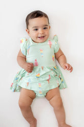 Twirl Bodysuit Dress in Mint Ice Cream