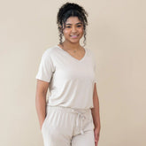 Women's Oversized V-Neck Tee in Oat