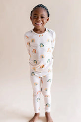 Long Sleeve Pajamas in Retro Rainbow