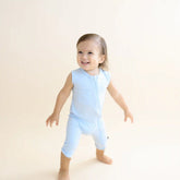 Zippered Sleeveless Romper in Breeze