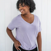 Women's Oversized V-Neck Tee in Taro