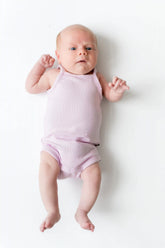 Ribbed Spaghetti Strap Bodysuit in Thistle