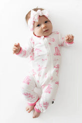 Zippered Romper in Toile Ballet