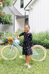 Long Sleeve Twirl Dress in Midnight Wildflower