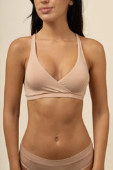 Women's Cross Front Bralette in Chai