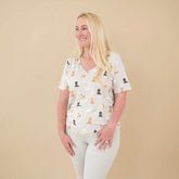 Women's Oversized V-Neck Tee in Fluffy Dog