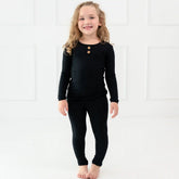 Ribbed Henley Set in Midnight