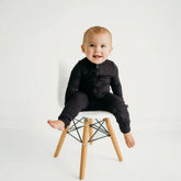 Ribbed Zipper Romper in Midnight