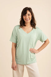 Women's Oversized V-Neck Tee in Basil