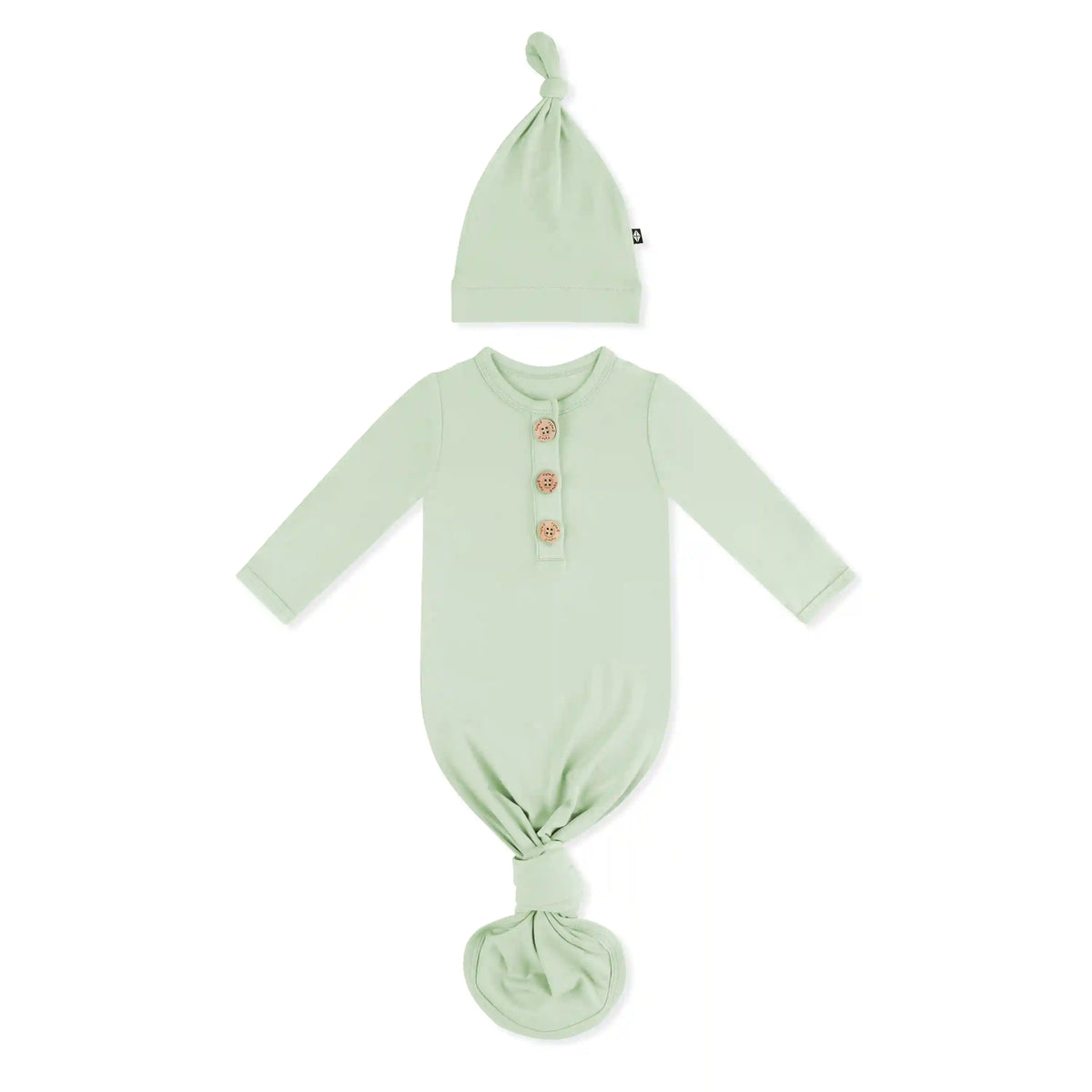 Knotted Gown with Hat Set in Basil