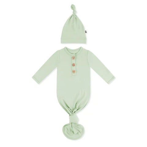 Knotted Gown with Hat Set in Basil