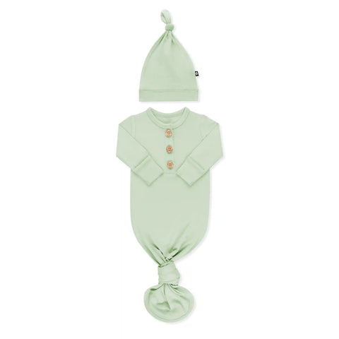 Knotted Gown with Hat Set in Basil