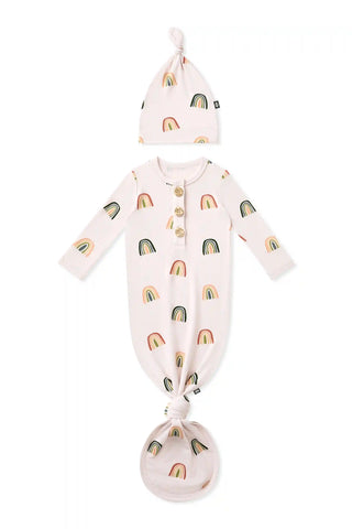 Knotted Gown with Hat Set in Retro Rainbow