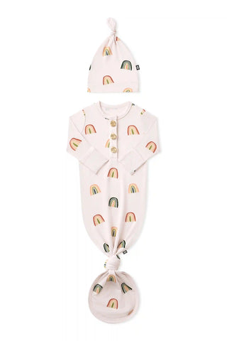 Knotted Gown with Hat Set in Retro Rainbow