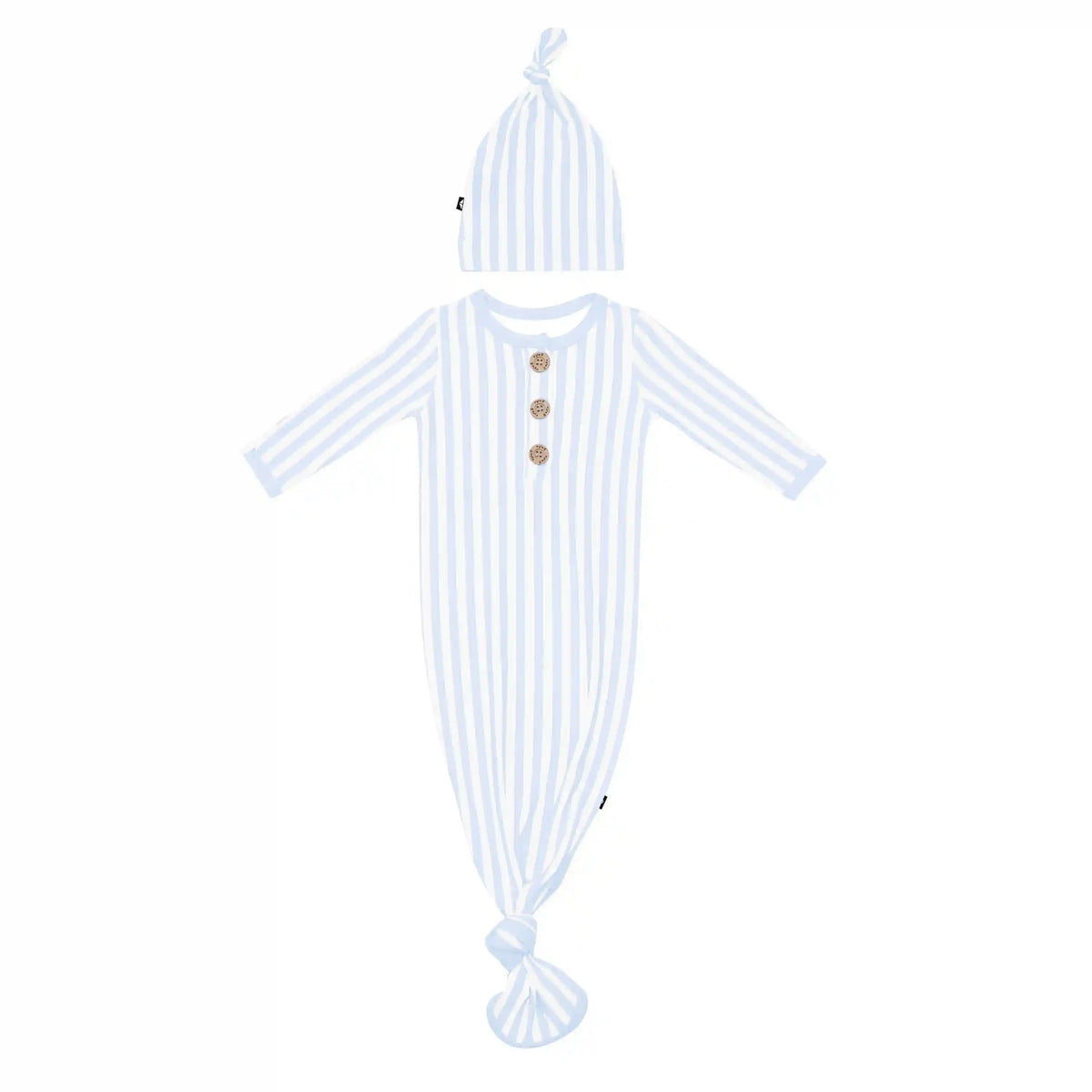 Knotted Gown with Hat Set in Small Mist Stripe