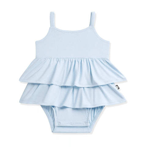Spaghetti Strap Ruffle Romper in Breeze