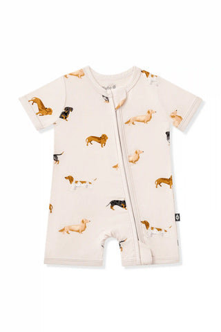 Zipper Shortall Romper in Dachshund