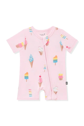 Zipper Shortall Romper in Sakura Ice Cream